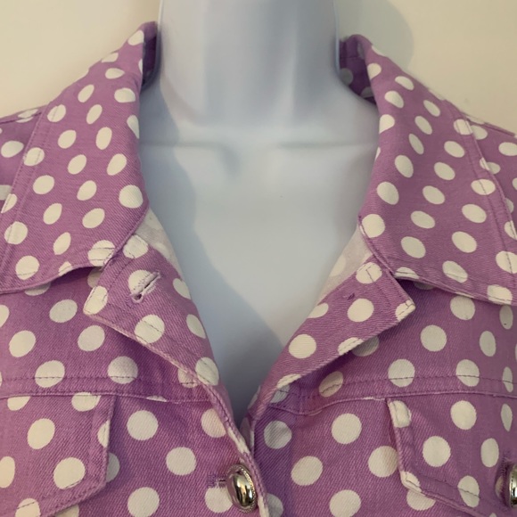 CJ Banks women’s purple polka dot Jean jacket size 1X - Picture 2 of 8